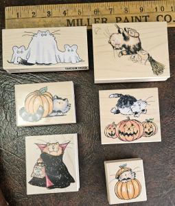 Penny Black Kitty Cat Halloween Rubber Stamp Set