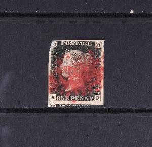 Great Britain Scott #1 Penny Black Stamp