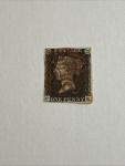 1840 Penny Black Queen Victoria Stamp with Red Cross