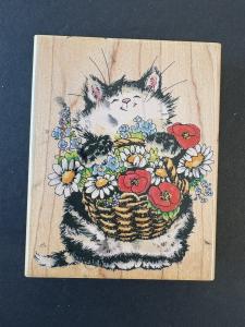 Penny Black Cat Merci Bouquet Rubber Stamp 1999