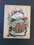 Penny Black Cat Merci Bouquet Rubber Stamp 1999