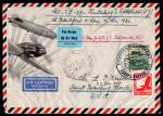 Hindenburg Zeppelin 1936 Germany to US Postcard