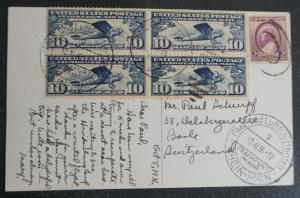 1936 Zeppelin Postcard: New York to Frankfurt
