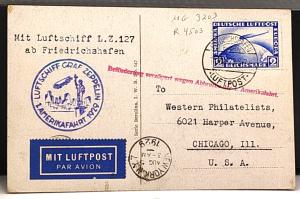 1929 Graf Zeppelin LZ 127 Flight Postcard
