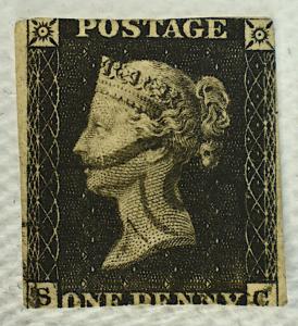 Great Britain Penny Black Stamp - Queen Victoria