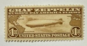 1930 $1.30 Brown Graf Zeppelin Airmail Stamp
