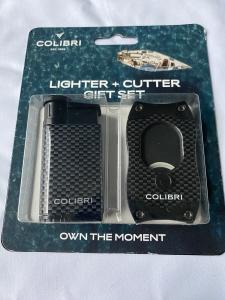 Black Carbon Fiber Colibri EVO Lighter & S-Cut Cutter Set