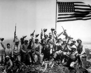 Iwo Jima Marines Flag 8x10 WWII Photo
