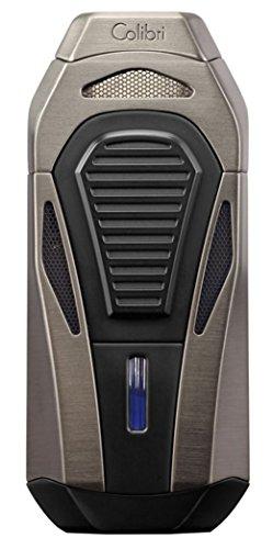Colibri Boss Triple-Jet Lighter with Integrated Cigar Cutter, Wind Resistant, Altitude Tested, Refillable Butane (Gunmetal & Black)