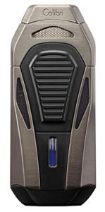 Colibri Boss Triple-Jet Lighter with Integrated Cigar Cutter, Wind Resistant, Altitude Tested, Refillable Butane (Gunmetal & Black)