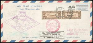 Superb Zeppelin Flown Cover Card US Airmail Stamp