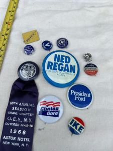 Vintage Political Memorabilia and WWII Victory Button Set