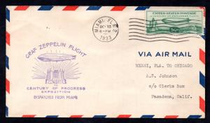 1933 Graf Zeppelin Cover Miami to Pasadena