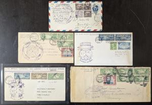 5 Early Graf Zeppelin US Flight Covers Lot