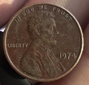 1974 Rare Penny Without Mint Mark