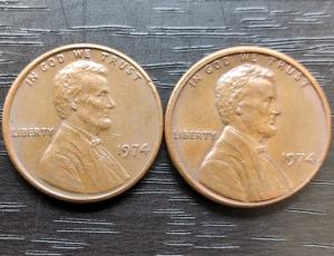 1974 Off-Center Lincoln Memorial Error Penny Lot
