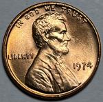 1974 BU Penny Error Die Crack Neck Reverse