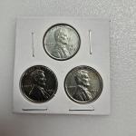 1943 Steel Wheat Lincoln Cent 3 Coin Set