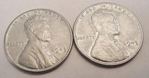 1943 Lincoln Steel Wheat Penny Set (2 Coins)