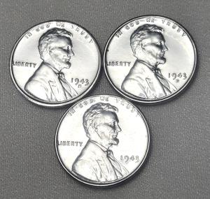 1943 P D S Lincoln Steel Wheat Cent Set