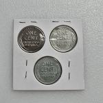 1943 Steel Wheat Lincoln Cent 3 Coin Set