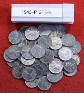 1943-P Lincoln Wheat Cent Penny 50 Coin Roll