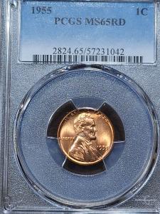 1955/55 P Wheat Penny MS65RD DDO - Rare Find!