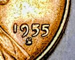 1955 Lincoln Wheat Cent with Die Breaks