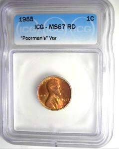 1955 Lincoln Wheat Cent MS-67 RD Sweet Find!