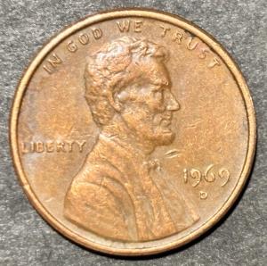 1969 D Lincoln Memorial Penny Double Die Error