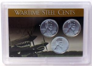 1943 Lincoln Steel Cent Penny Set with Warhawk Plane