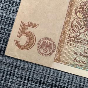 WW2 German 5 Mark Banknote - 1942 Currency