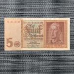 WW2 German 5 Mark Banknote - 1942 Currency