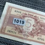 1944 Italy 5 Lire WWII Era Banknote Collectible