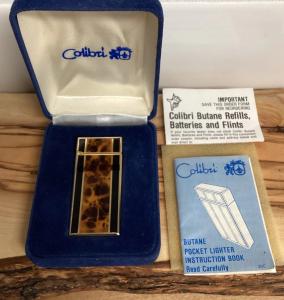 Colibri Vintage Tortoise Enamel Lighter with Box