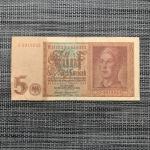WW2 German 5 Mark Banknote 1942 Collectible