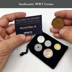 WW2 Currency - 6 Historic Coins in Velvet Bag