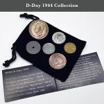WW2 Currency - 6 Historic Coins in Velvet Bag