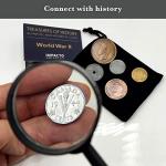 WW2 Currency - 6 Historic Coins in Velvet Bag