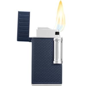 Julius Double Flame Butane Cigar Lighter - Navy Chrome