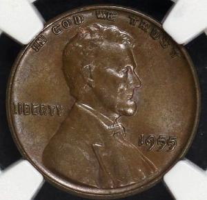 1955 Doubled Die Lincoln Cent NGC MS 63 BN