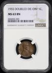1955 Doubled Die Lincoln Cent NGC MS 63 BN