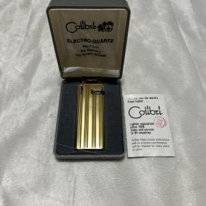 Vintage COLIBRI Pocket Lighter with Box - Gold Tone