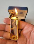Vintage COLIBRI Pocket Lighter w/ Box Japan Gold Brown See Description& 1 Flint