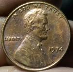 1974 Lincoln Penny No Mint Mark Collectible