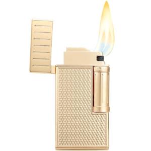 Gold Double Flame Butane Cigar Lighter with Case
