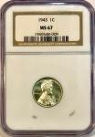 1943 Lincoln Steel Wheat Cent NGC MS67 Coin