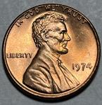 1974 No Mint Mark Double Rimmed BU Penny