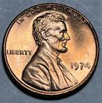1974 No Mint Mark Double Rimmed BU Penny