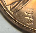 1974 No Mint Mark Double Rimmed BU Penny